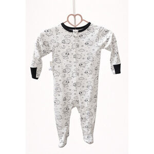 Wonder Nation Baby 6-9M Sheep Print Footed Sleeper Cotton Neutral Sleepwear